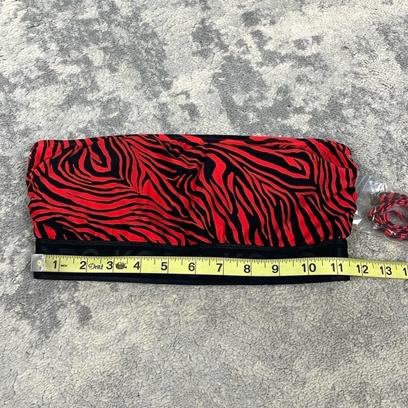 New MICHAEL Michael Kors Zebra Zip Back Bandeau Swim Bikini Top Red Black XS - Picture 4 of 11